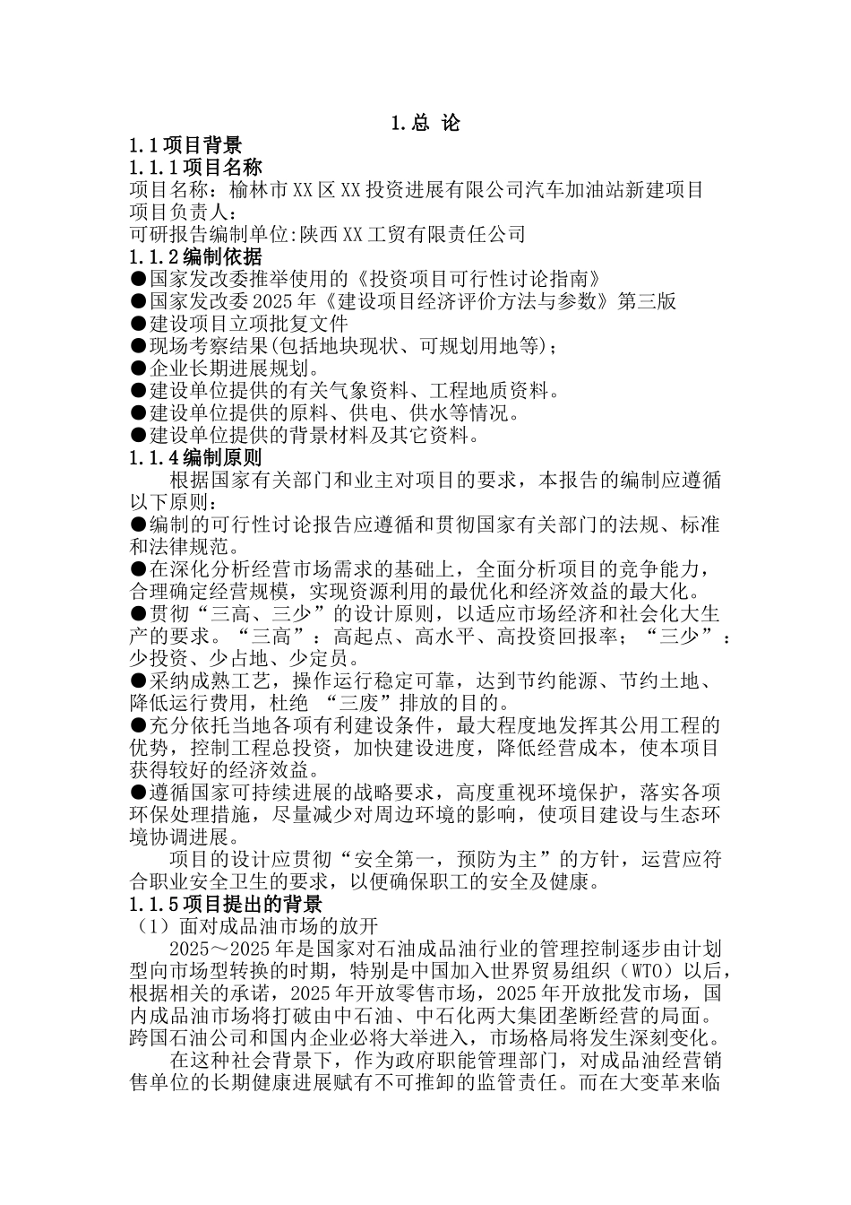 陕西省榆林市xx加油站新建项目可行性研究报告_第3页