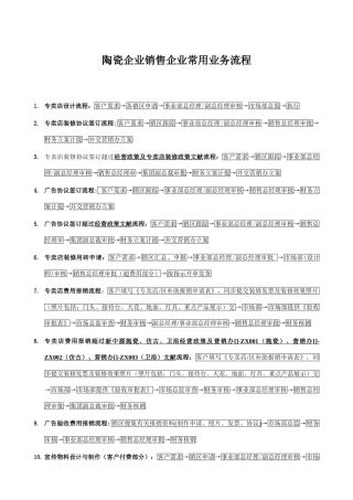 陶瓷企业各项业务流程汇总