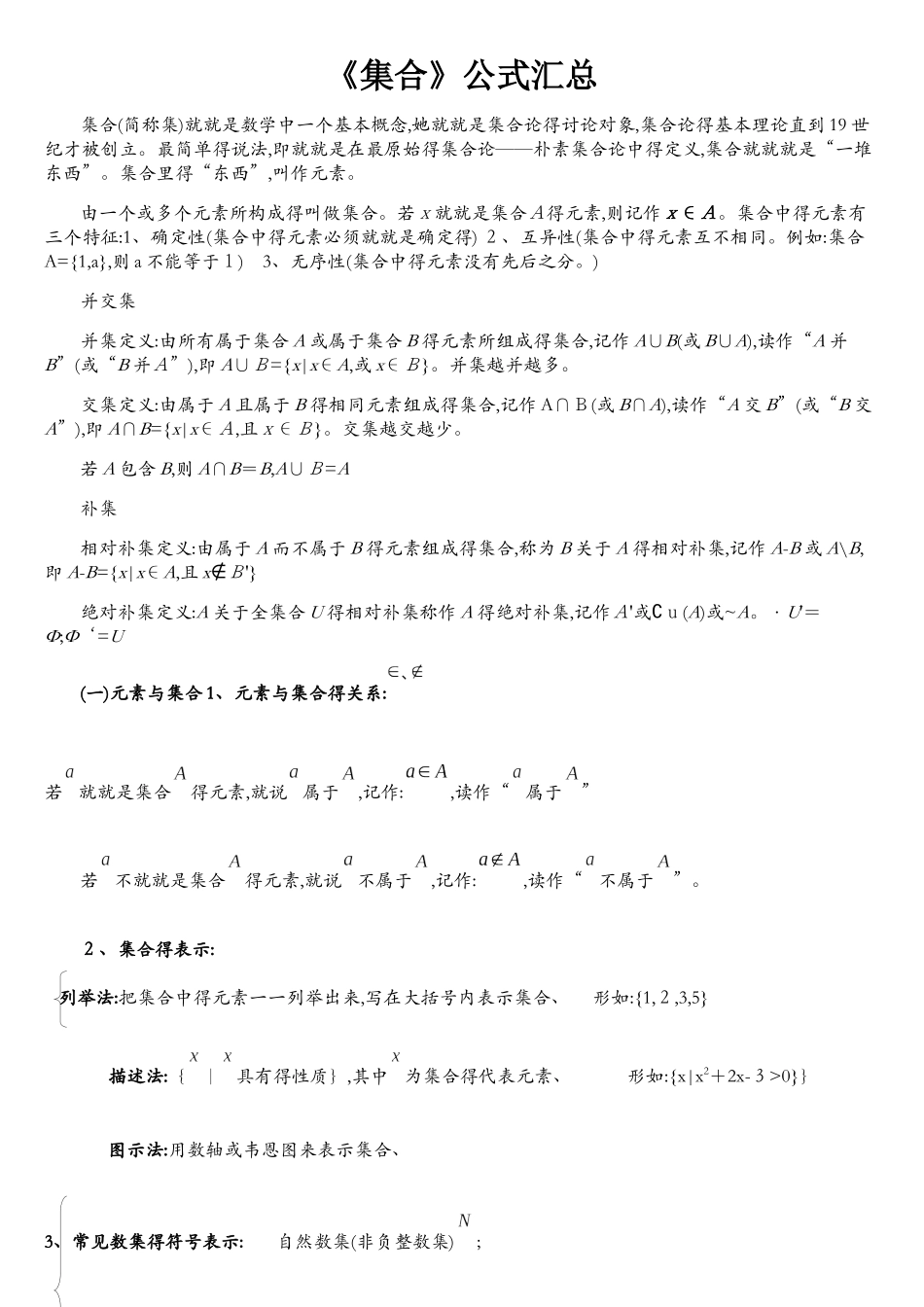 集合公式汇总_第1页