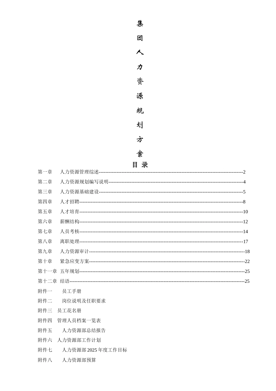 集团人力资源规划方案范本_第1页