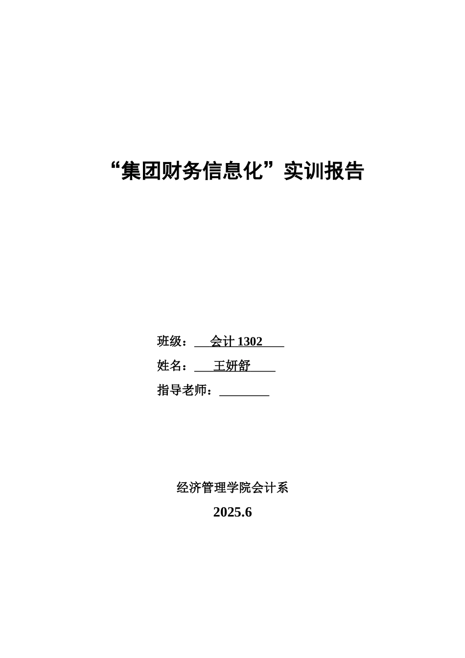 集团财务信息化实训报告本科学位论文_第1页