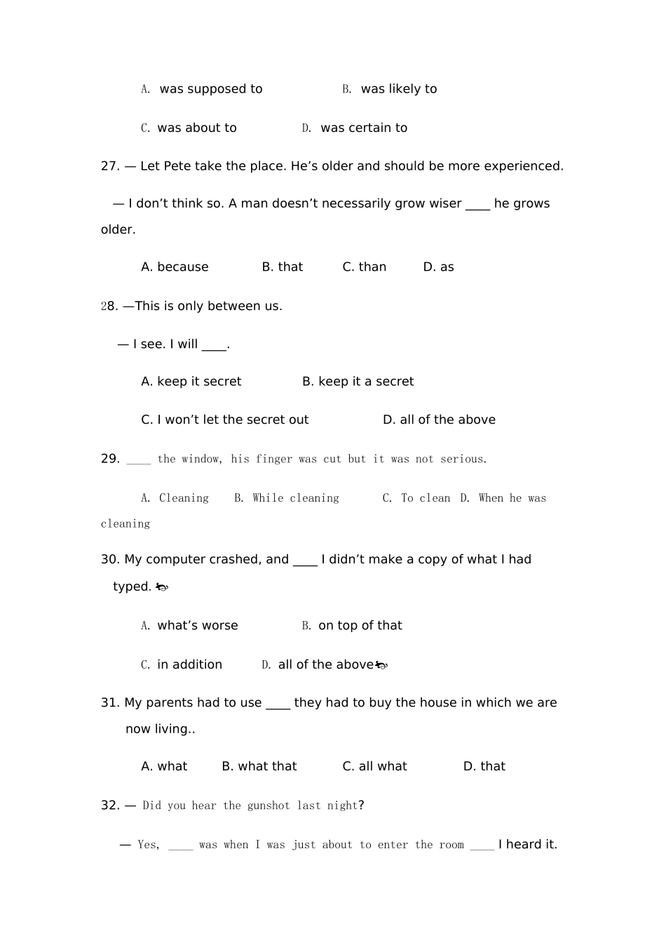 青岛酒店管理职业技术学院单招英语模拟试题含答案解析_第2页