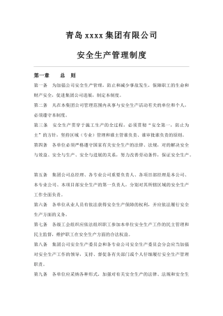 青岛集团有限公司安全生产管理制度