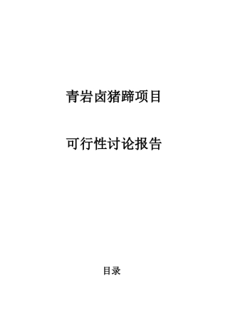 青岩卤猪蹄项目可行性研究报告书