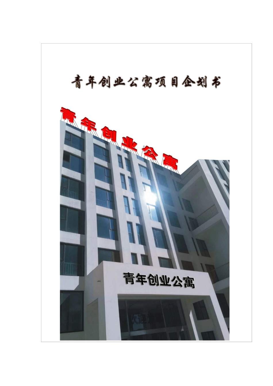 青年创业公寓项目立项投资策划书本科学位论文_第1页