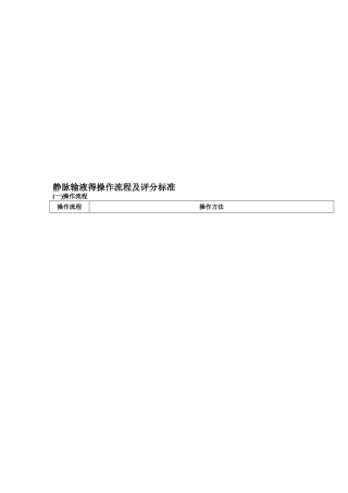 静脉输液的操作流程及评分标准