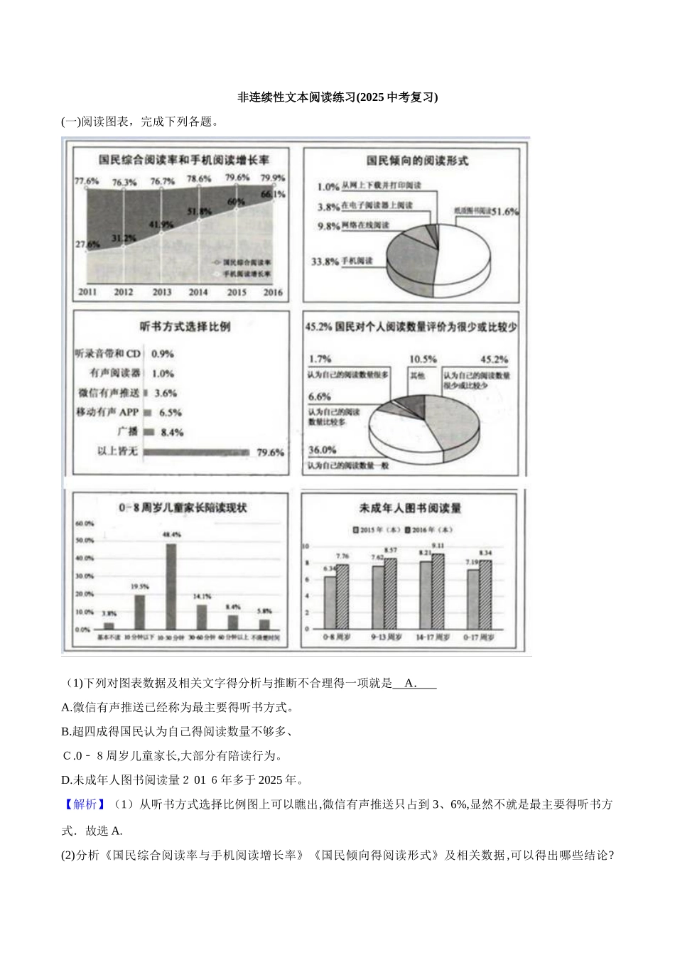 非连续性文本阅读练习教师用卷_第1页