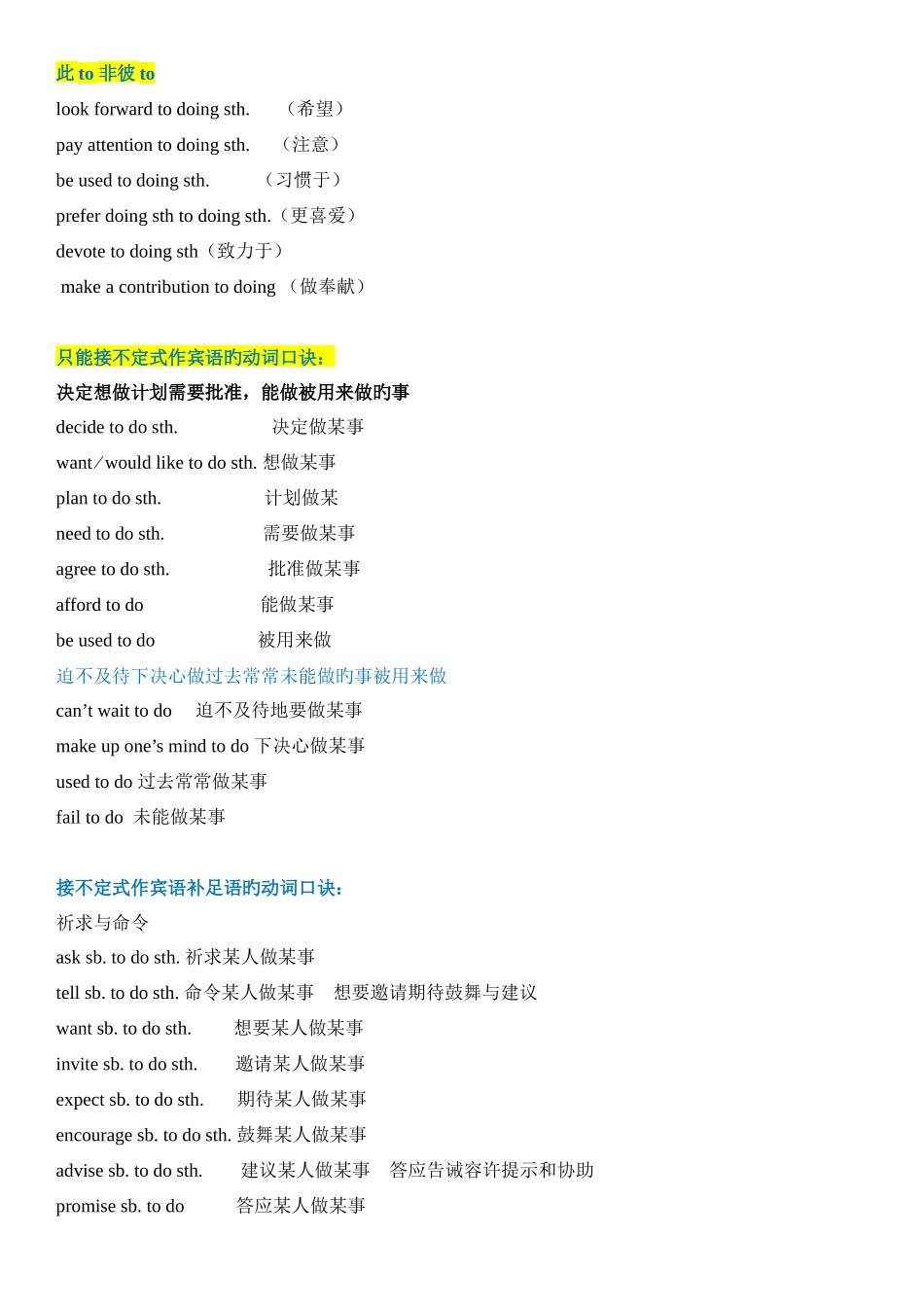 非谓语动词口诀_第2页