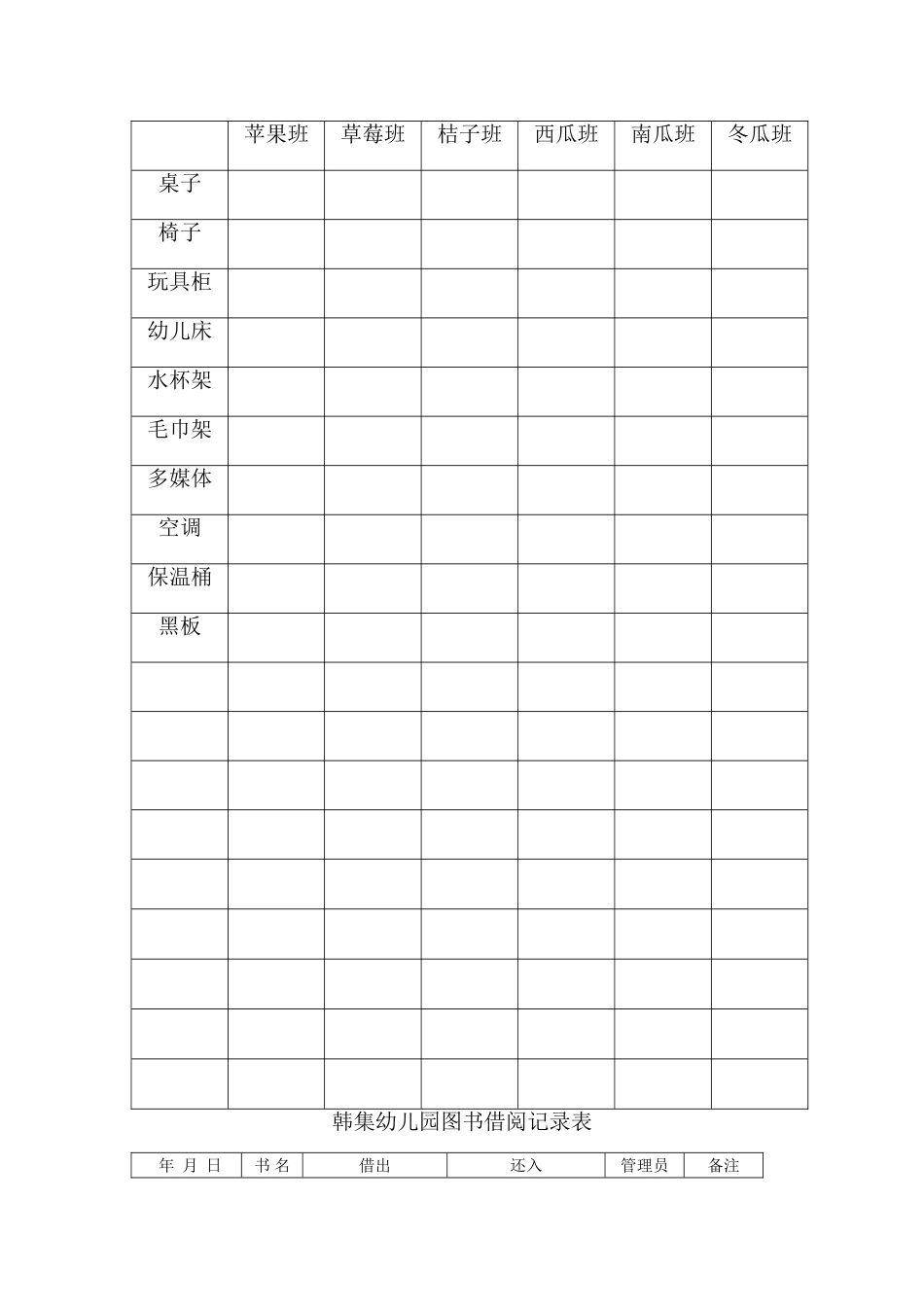 韩集幼儿园教学设备登记表A2_第2页