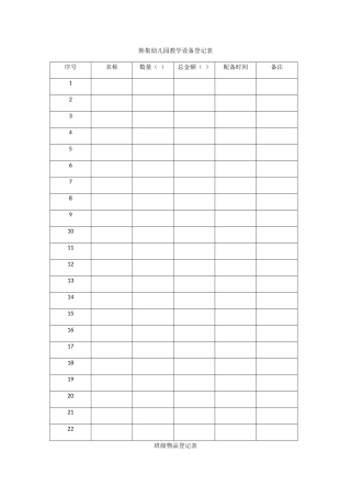 韩集幼儿园教学设备登记表A2