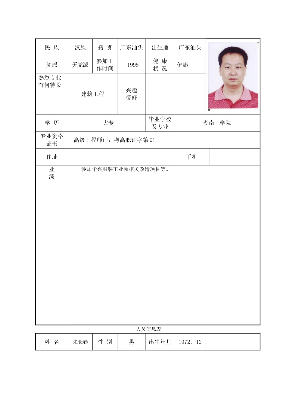 项目信息表及施工人员信息表_第3页