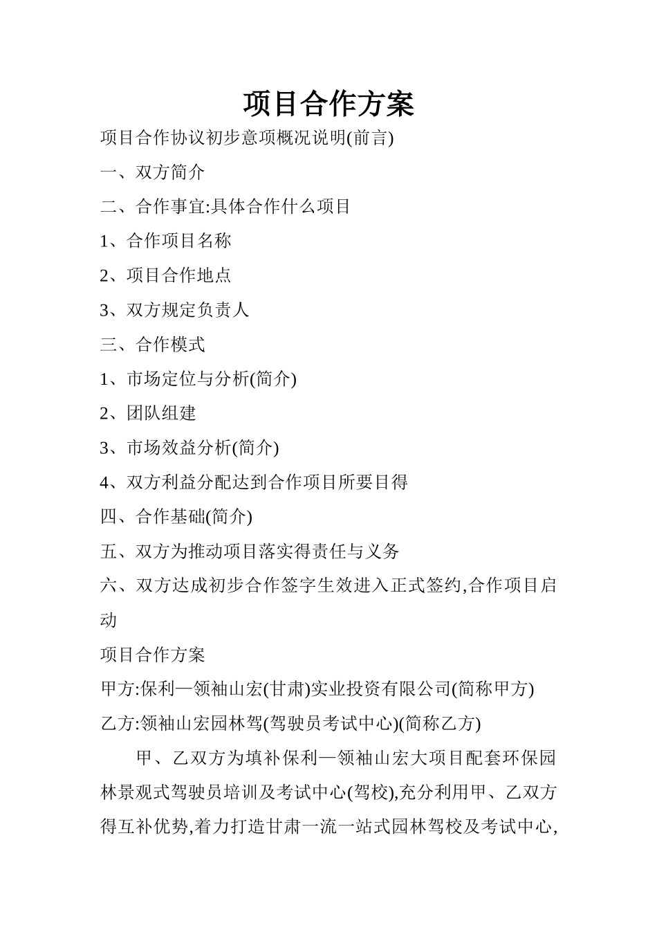 项目合作方案_第1页