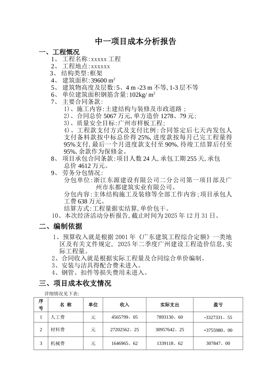 项目成本分析报告--陈涛_第1页