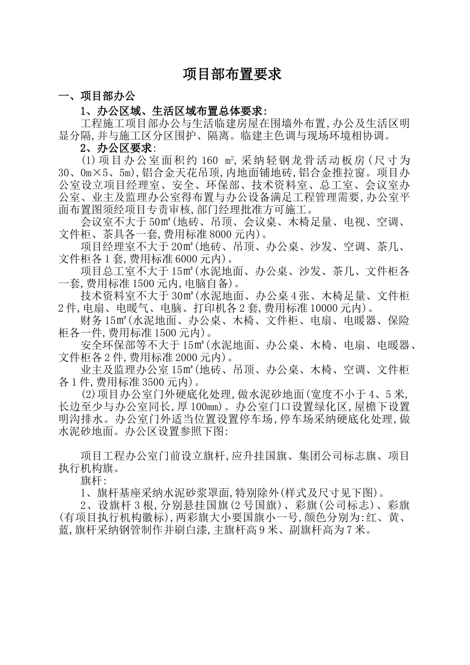 项目部布置要求_第1页