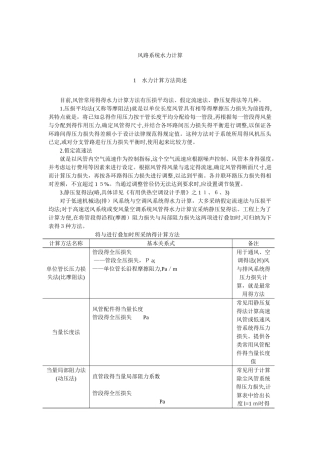 风路系统水力计算