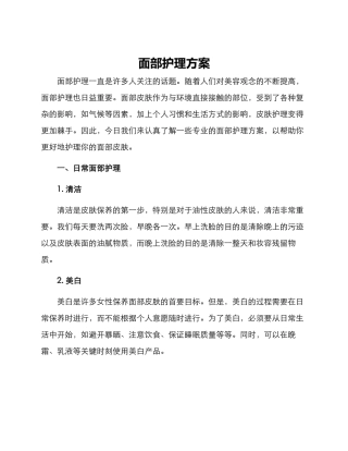 面部护理方案