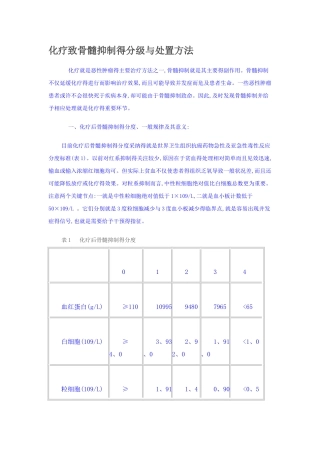 骨髓抑制分级及处理原则