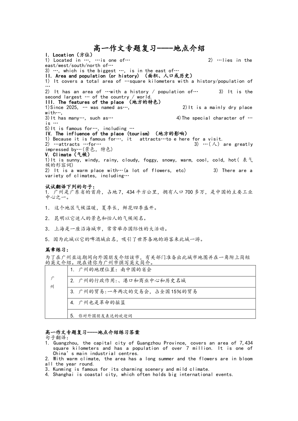 高一英语作文复习_第1页