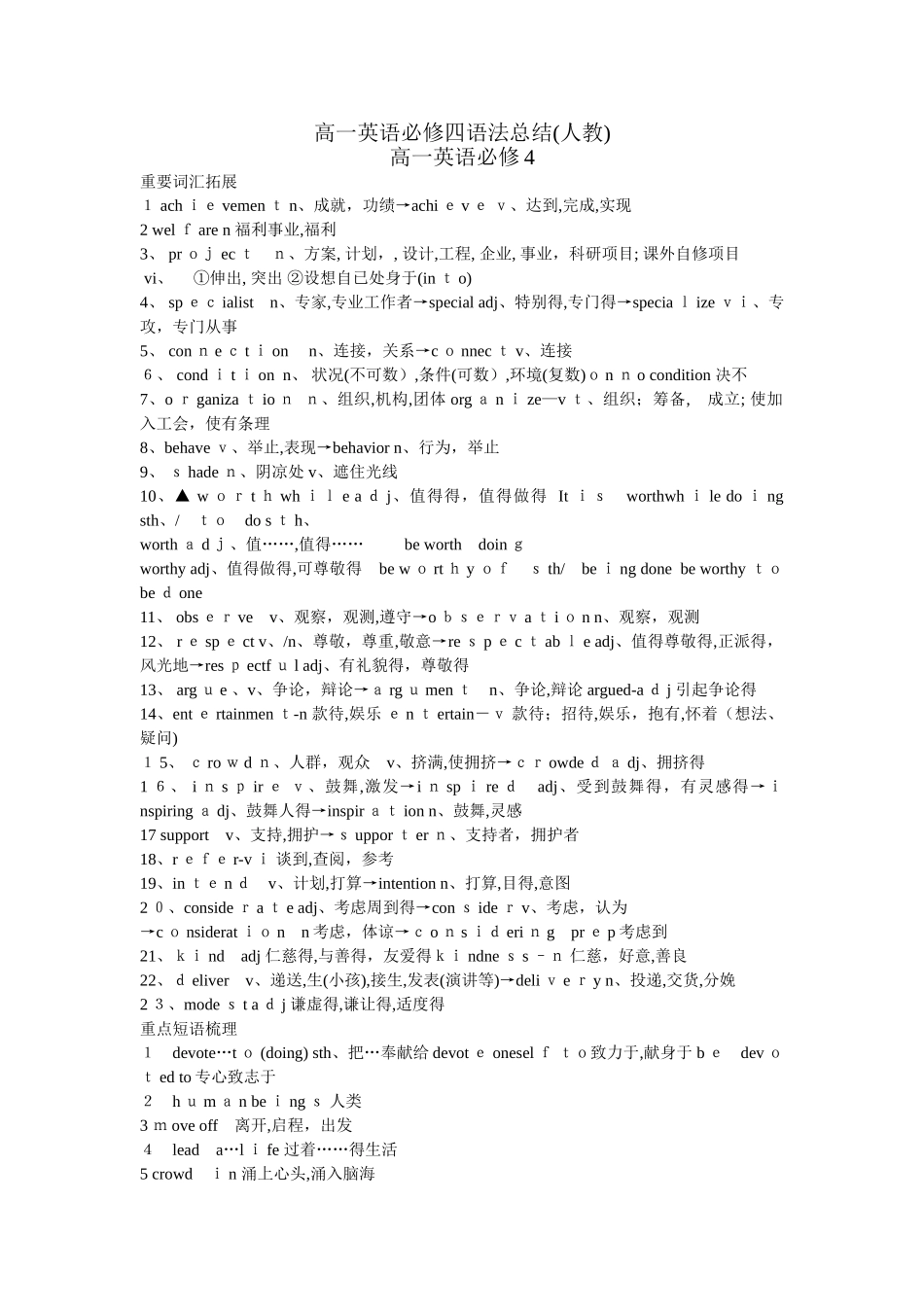 高一英语必修四语法总结_第1页