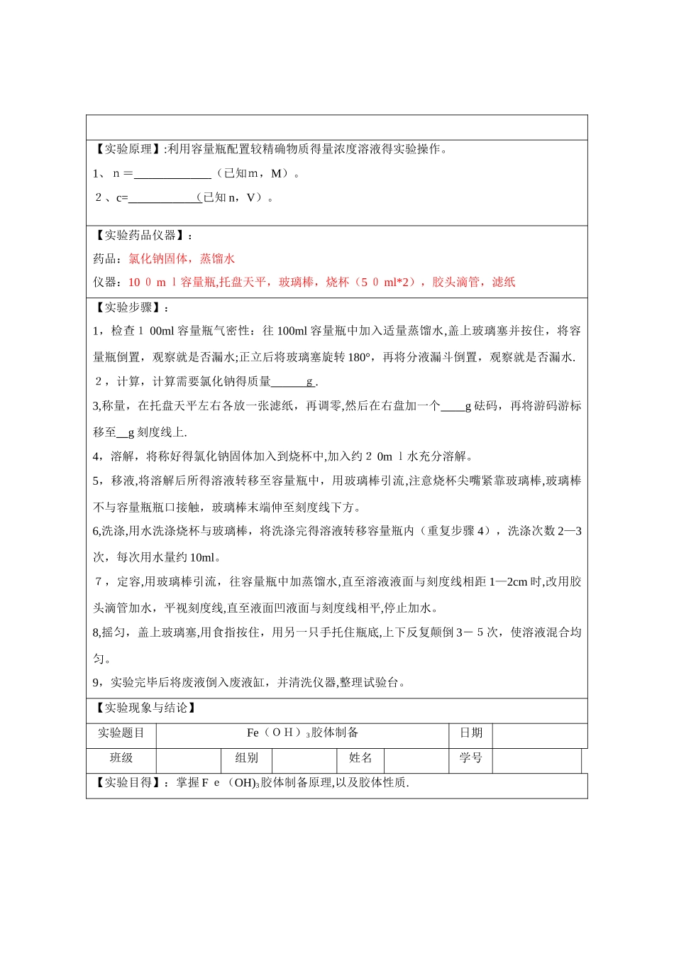 高中化学实验报告_第2页