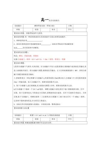 高中化学实验报告