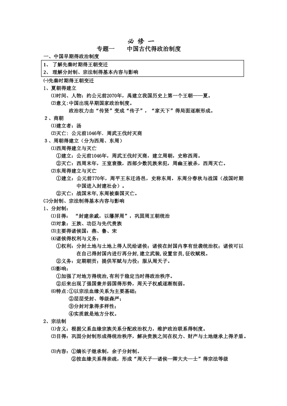 高中历史必修一整理_第1页