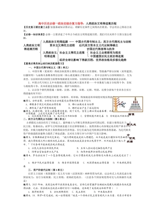 高中历史必修一政治史综合复习指导人类政治