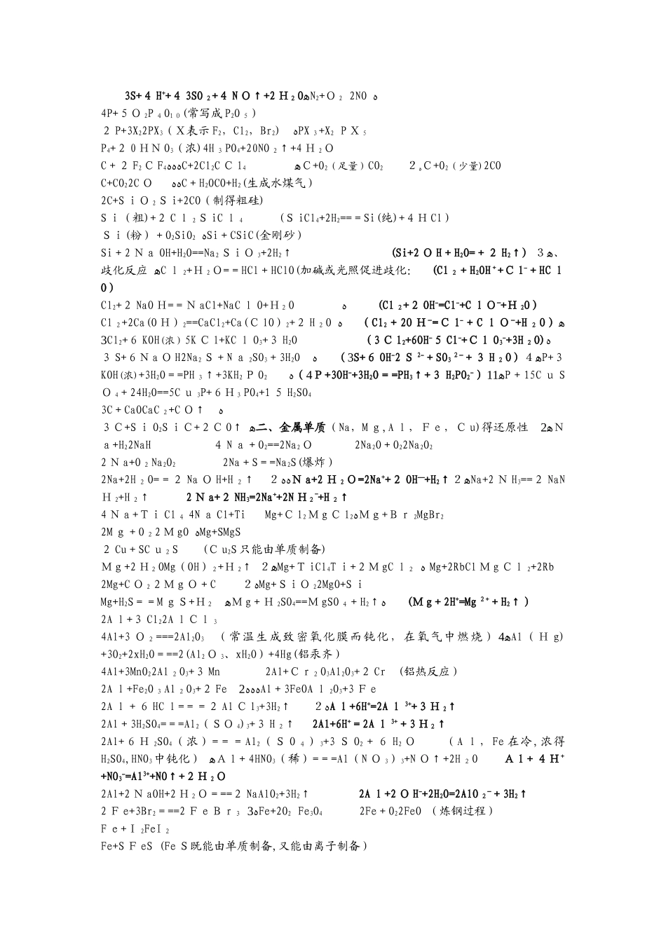 高中无机化学方程式大全_第2页