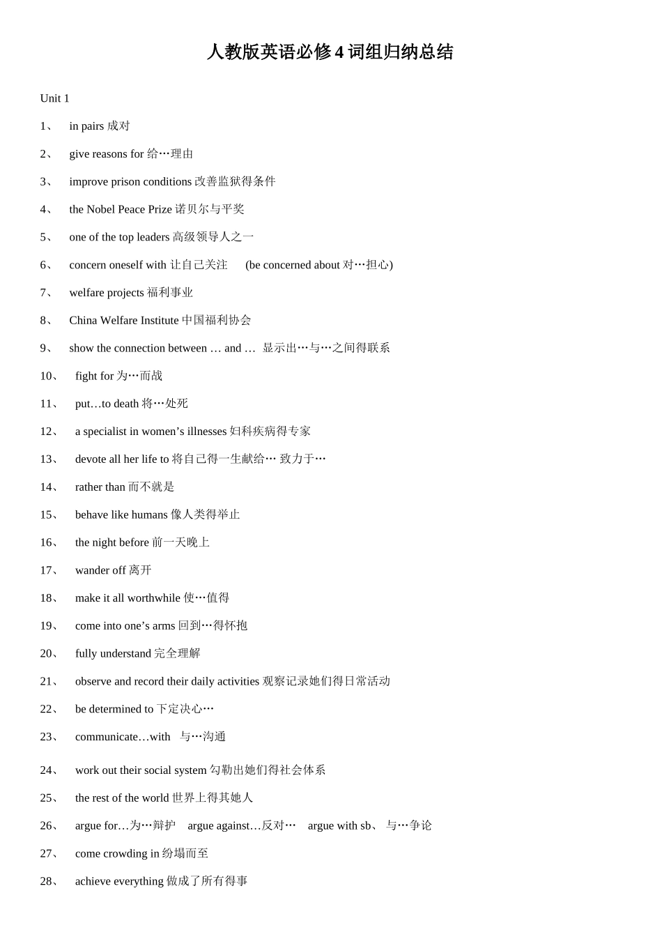 高中英语人教版必修四短语_第1页