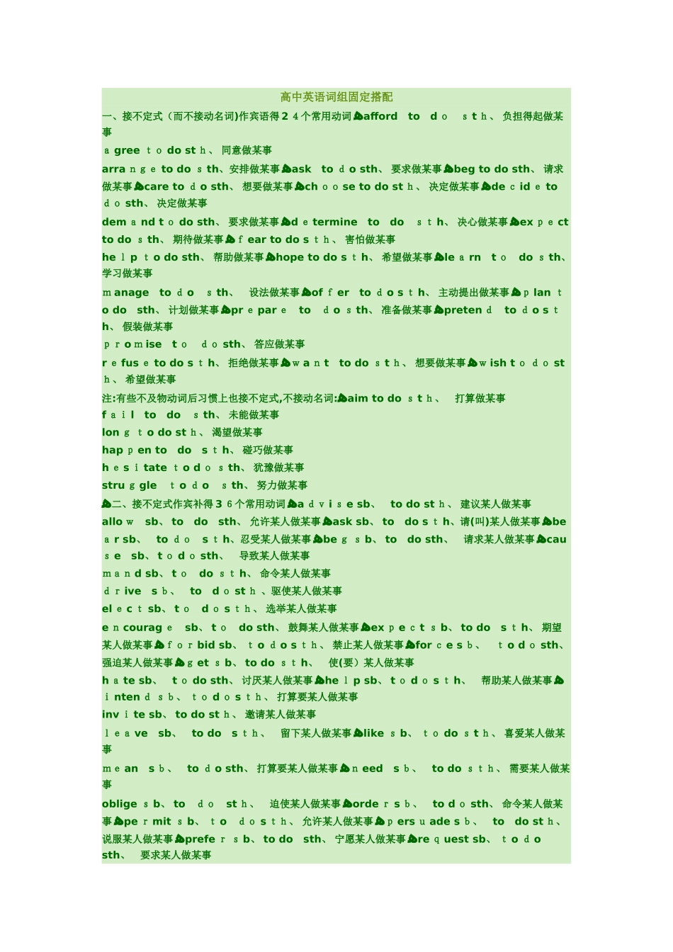 高中英语单词 词组固定搭配————_第1页