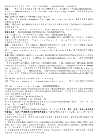 高中英语语法主谓宾定状补表