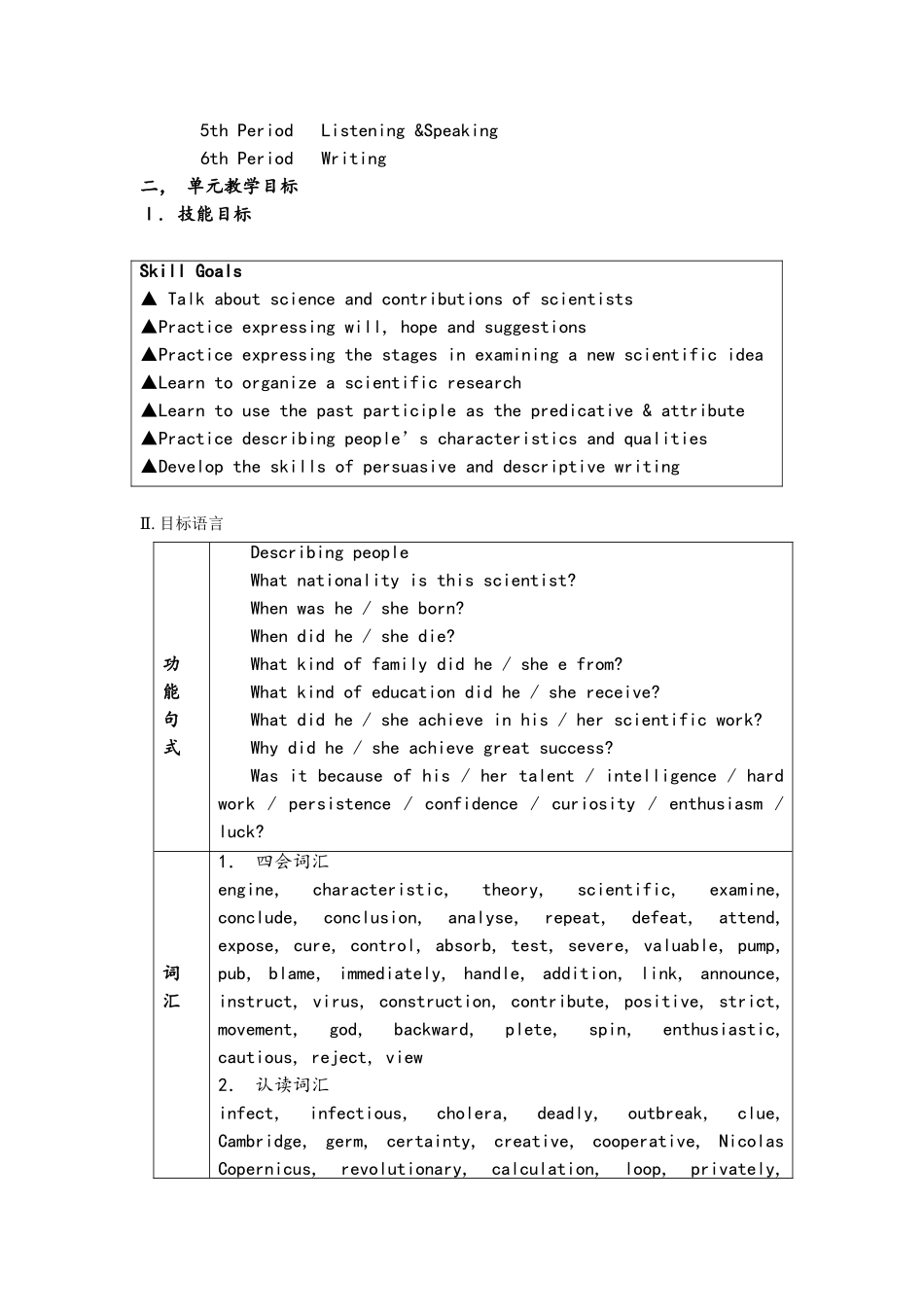 高二英语必修五第一单元教案_第2页