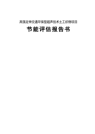 高强定伸交通环保型超声技术土工织物项目节能评估报告书