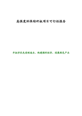高强度环保秸秆板项目可行性报告
