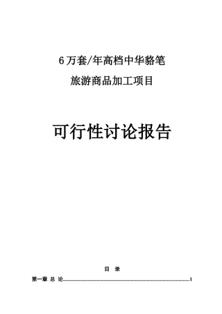 高档中华貉笔旅游商品加工项目可行性研究报告