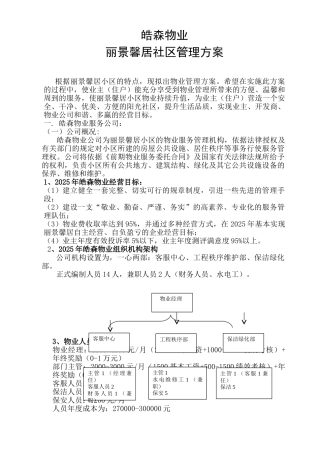 高档住宅小区物业管理方案