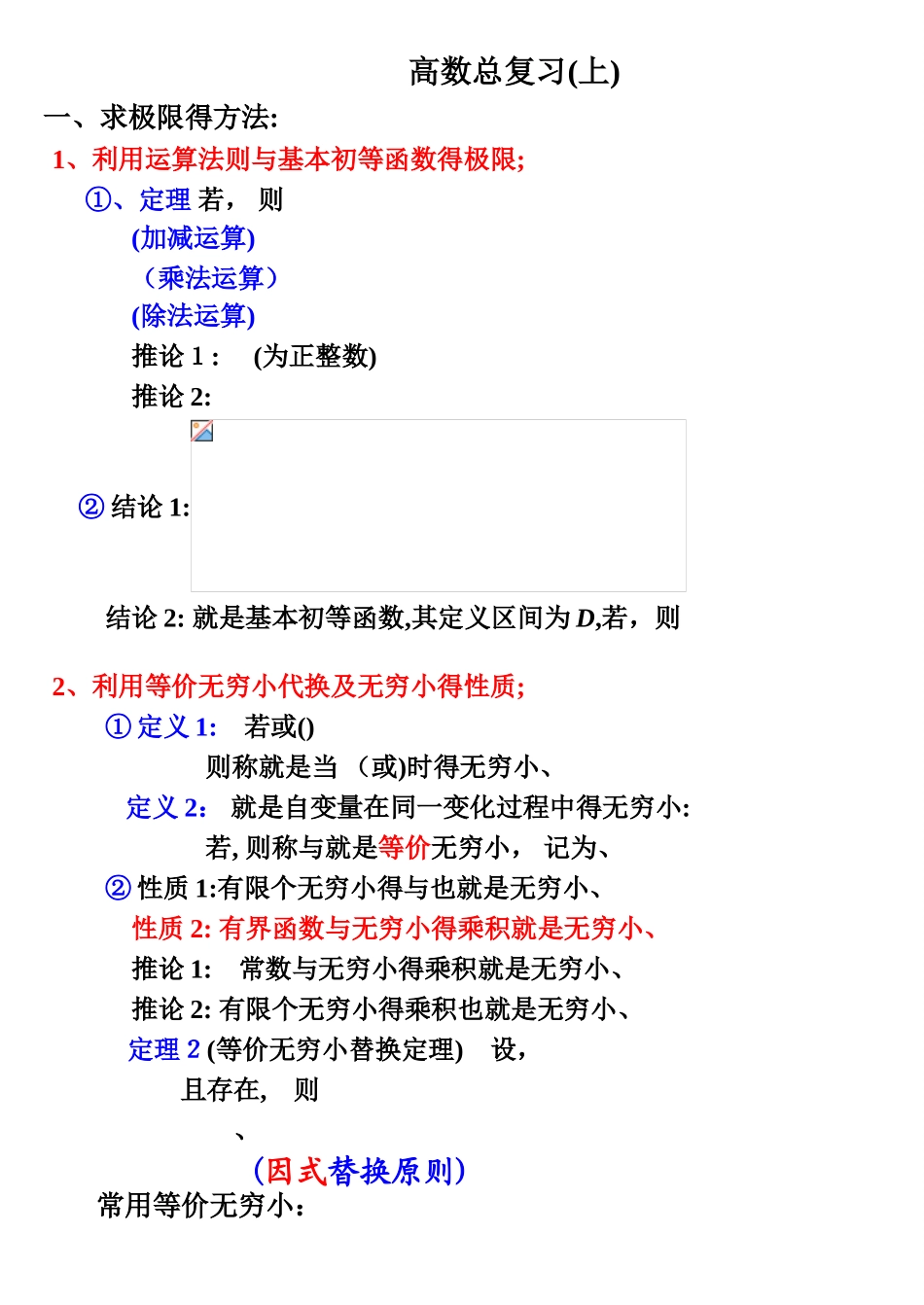 高等数学_大一_上学期知识要点_第1页