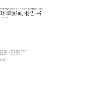 高精冶金新材料加工项目环境影响报告书