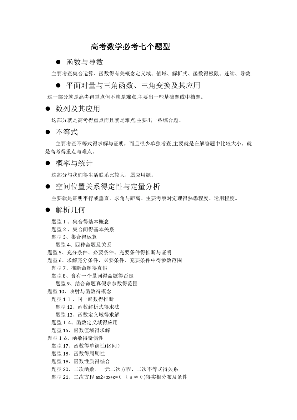 高考数学必考七个题型_第1页