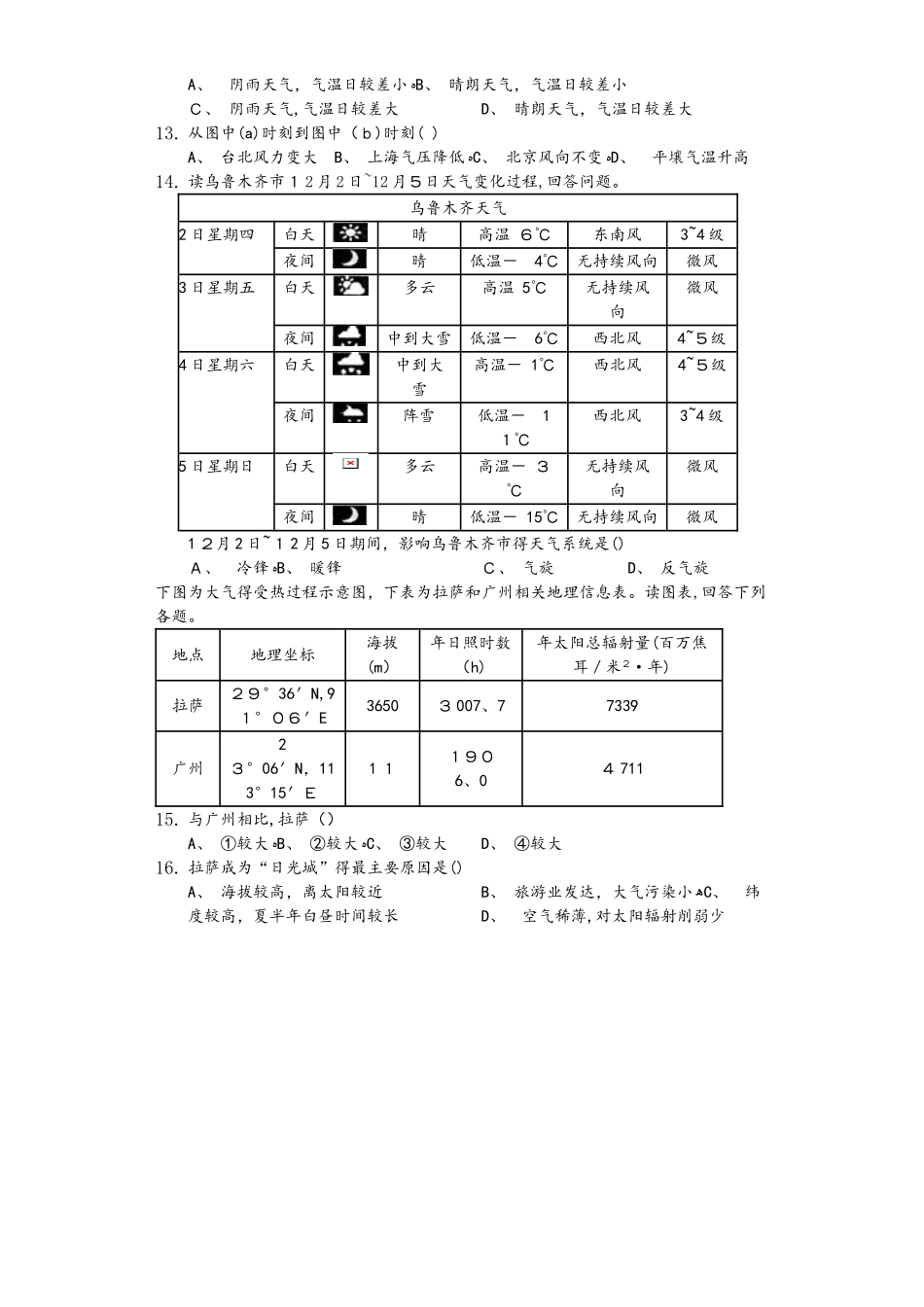 鲁教版高一地理第二章第二节大气圈与天气、气候_第2页