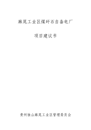 麻尾工业区煤矸石自备电厂建议书