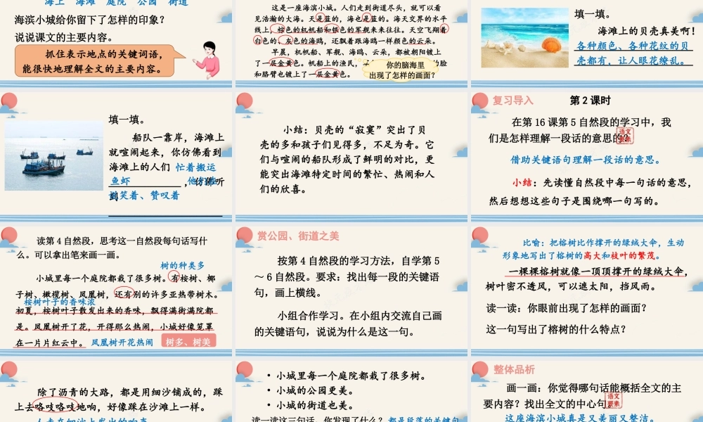 25秋统编版小学语文三年级上册第六单元17 海滨小城 课件