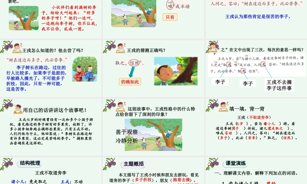 【统编版2025秋新教材】小学语文四年级上册第八单元-25 王戎不取道旁李【精 华版】 课件