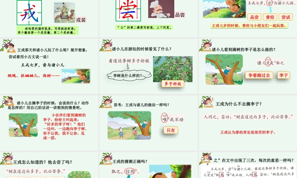 【统编版2025秋新教材】小学语文四年级上册第八单元-25 王戎不取道旁李【优 质版】课件