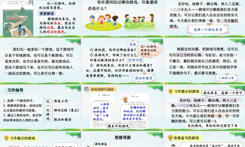 【统编版2025秋新教材】小学语文四年级上册第六单元-习作：记一次游戏【上课课件优 质版】课件