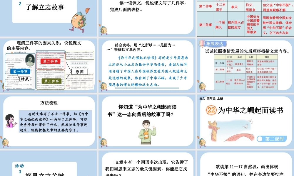 【统编版2025秋新教材】小学语文四年级上册第七单元-22 为中华之崛起而读书 课件