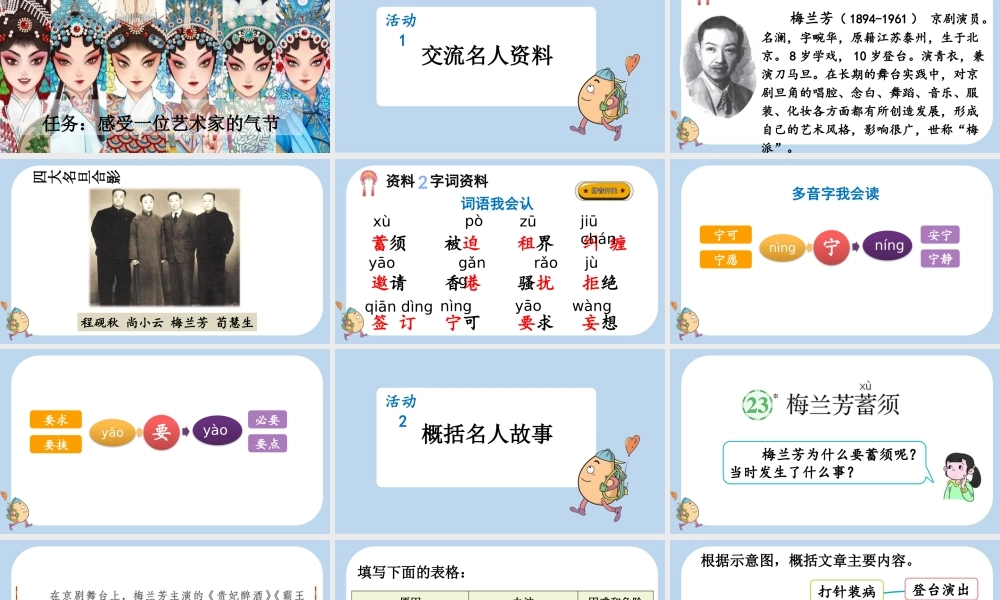 【统编版2025秋新教材】小学语文四年级上册第七单元-23 梅兰芳蓄须 课件