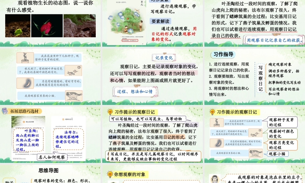 【统编版2025秋新教材】小学语文四年级上册第三单元-习作：写观察日记【上课课件优 质版】课件