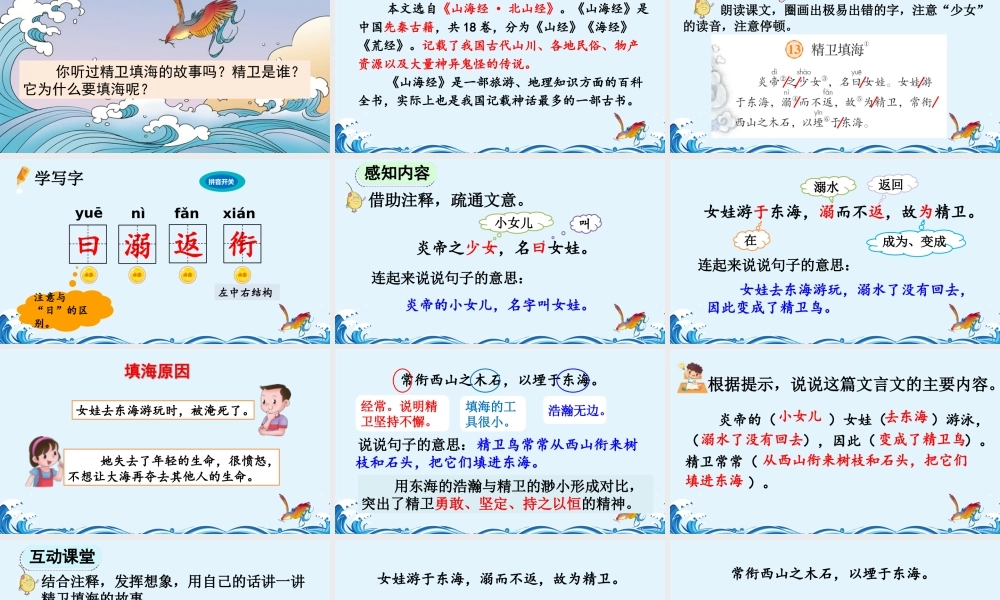 【统编版2025秋新教材】小学语文四年级上册第四单元-13 精卫填海【精 华版】 课件