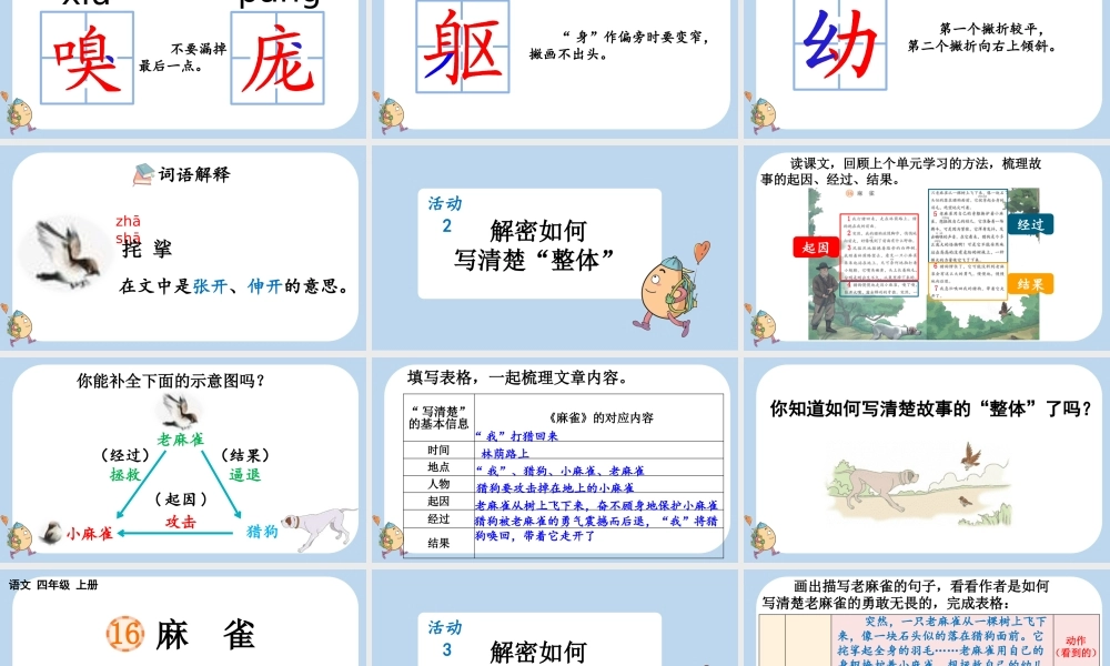 【统编版2025秋新教材】小学语文四年级上册第五单元-16 麻雀 课件